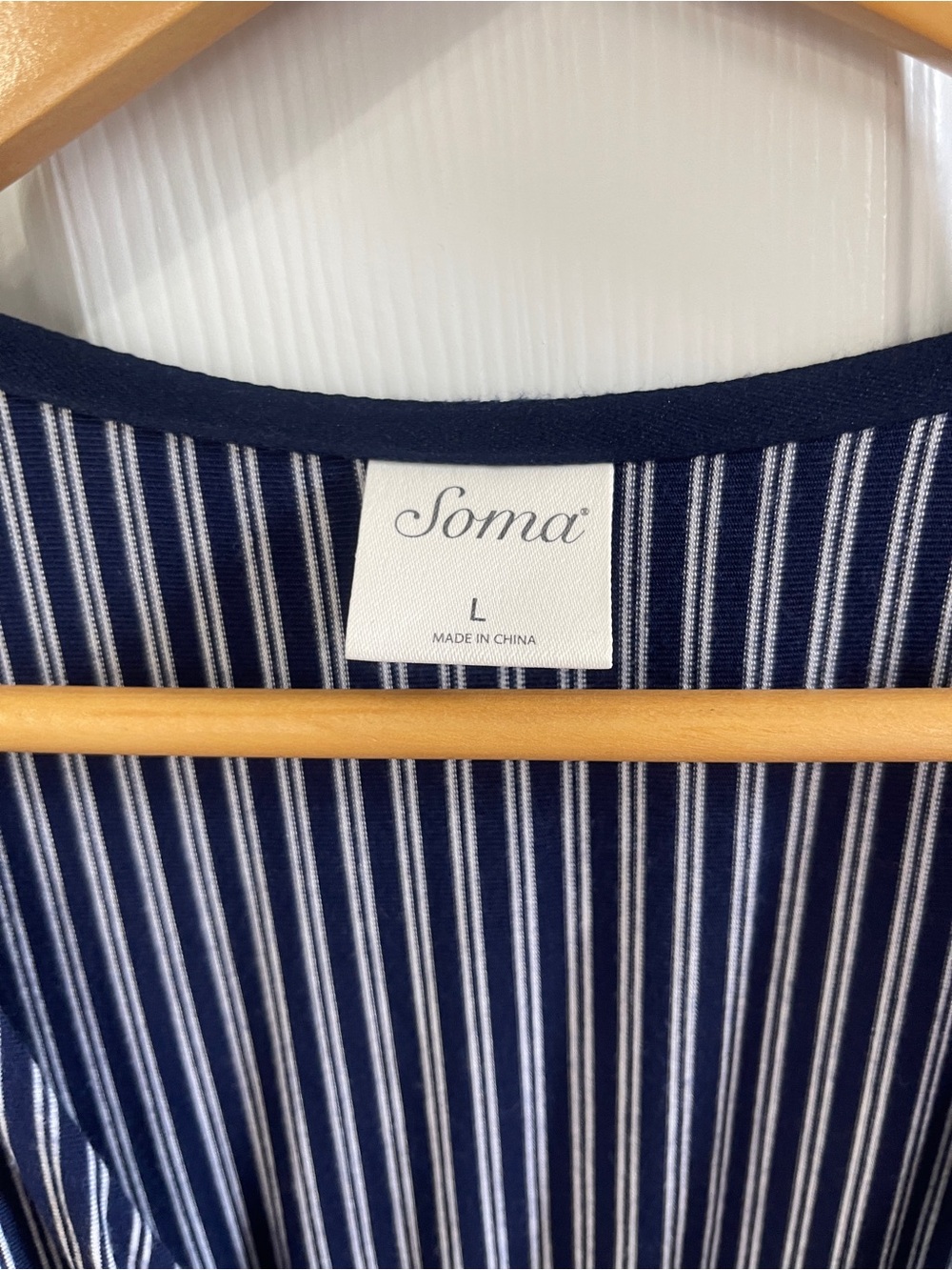 Soma Navy & White Striped Sleeveless Size Large Maxi Dress Faux wrap Nautical - Picture 9 of 11